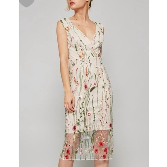Promesa embroidered sheer overlay sleeveless sheath dress. Size M ❤️ - Picture 1 of 9